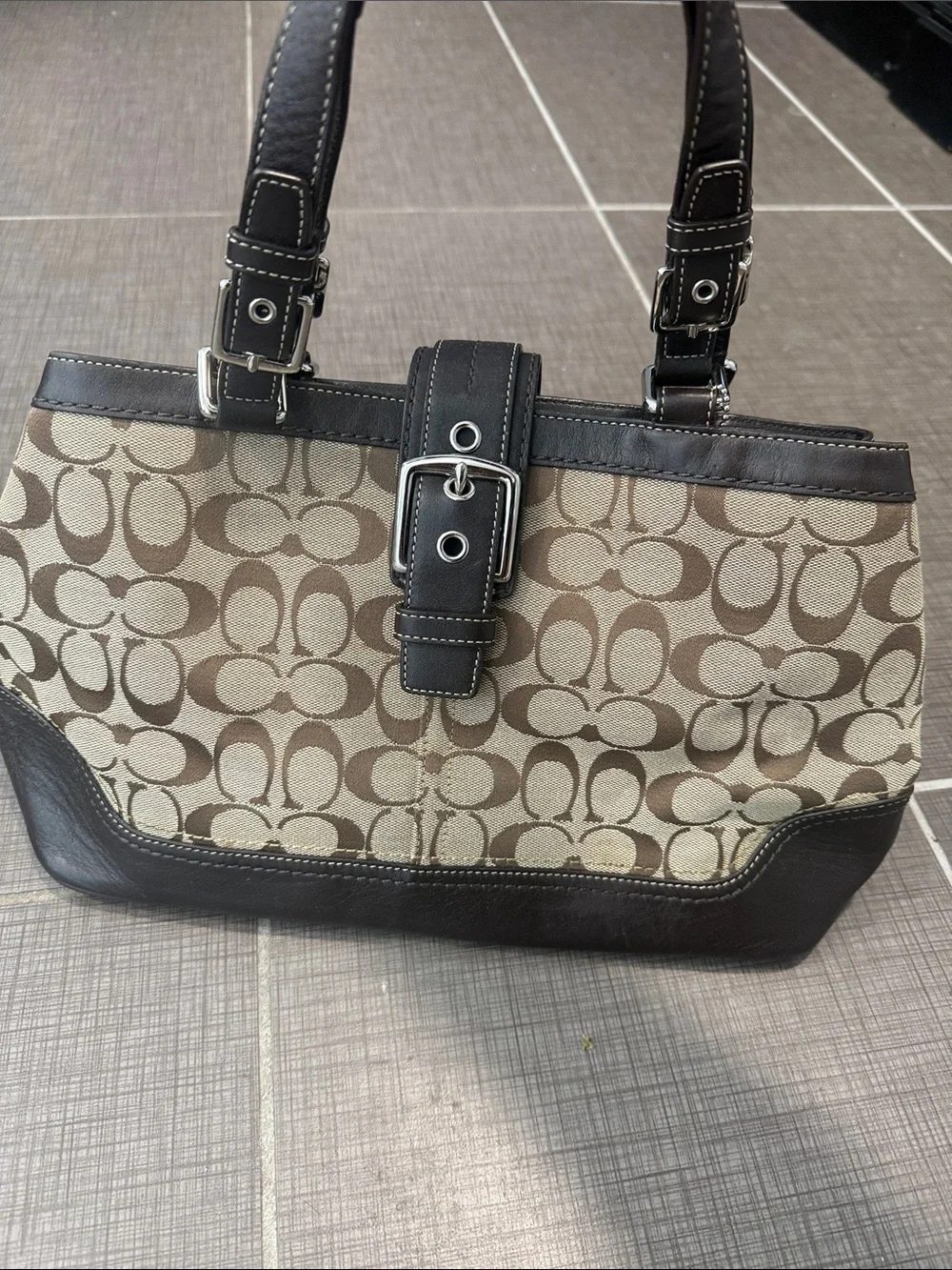 Coach Hampton Signature Canvas Purse Brown
